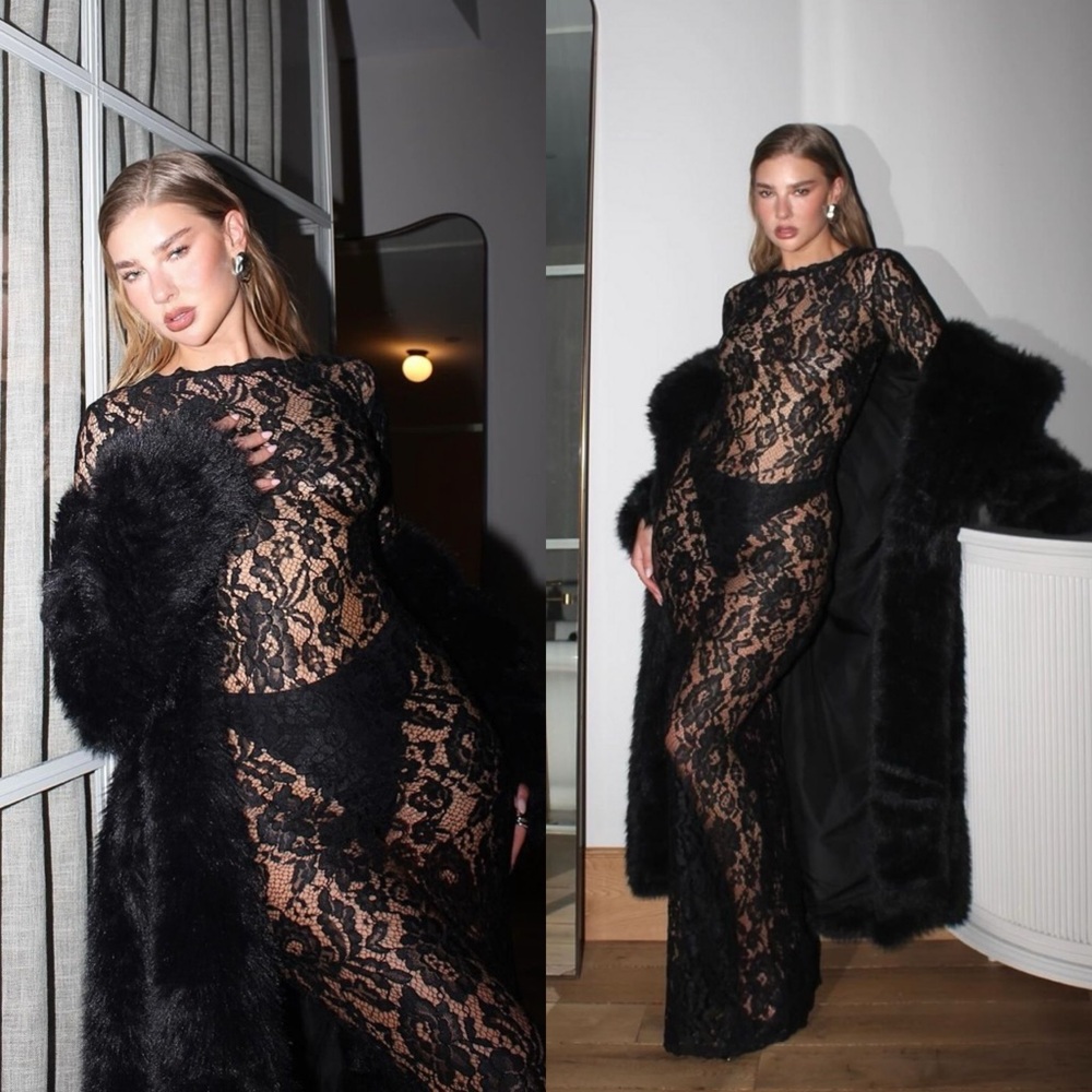 The New Arrivals Catroux Dress in Derrière Noir black lace maxi Size 36 NWT! NEW